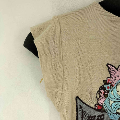 フロント刺繍 S/S ニット レディース