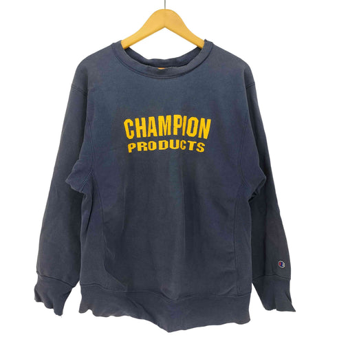 チャンピオン Champion 90s USA製 CHAMPION PRODUCTS リバースウィーブ 両面 クラックプリント クルーネックスウェット メンズ import:L