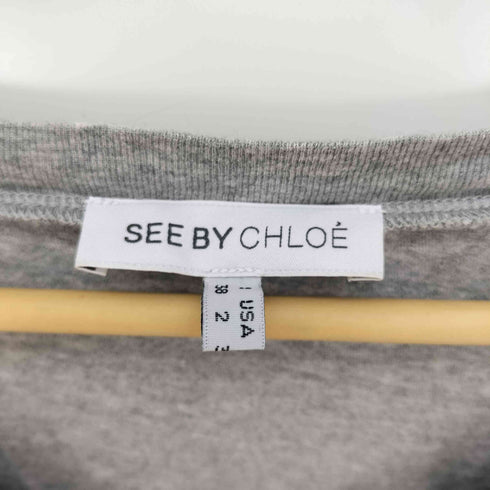 シーバイクロエ SEE BY CHLOE ロゴパッチワーク S/S Vネック Tシャツ レディース US:0-2