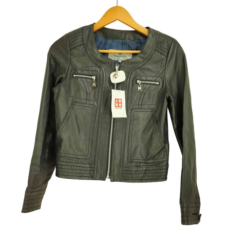 ビアッジョブルー Viaggio Blu 羊革 ノーカラー ライダーズジャケット レディース JPN:1