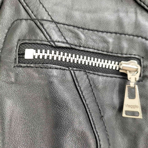 ビアッジョブルー Viaggio Blu 羊革 ノーカラー ライダーズジャケット レディース JPN:1