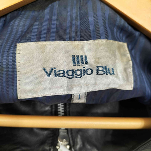 ビアッジョブルー Viaggio Blu 羊革 ノーカラー ライダーズジャケット レディース JPN:1