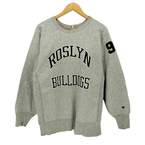 チャンピオン Champion 80s USA製 トリコタグ REVERSE WEAVE ROSLYN BULLDOGS 両面・袖プリント クルーネックスウェット メンズ import:XL