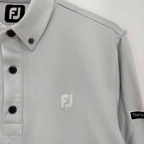 FootJoy チェック ロゴワッペン刺繍 長袖ポロシャツ メンズ JPN:M