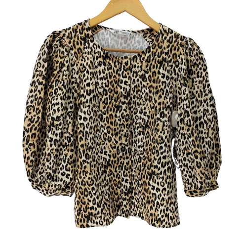 ザラ ZARA ZW COLLECTION アニマルプリント ヒョウ ブラウス レディース import:M