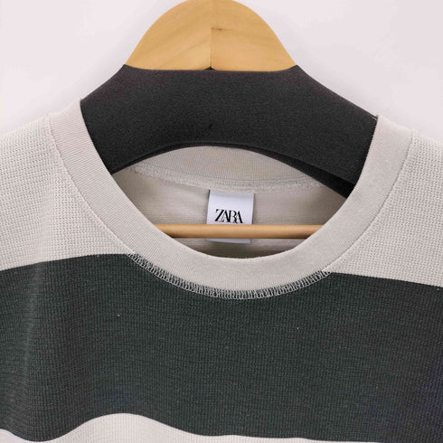 ザラ ZARA ワイドボーダーL/Sカットソー メンズ JPN:XL