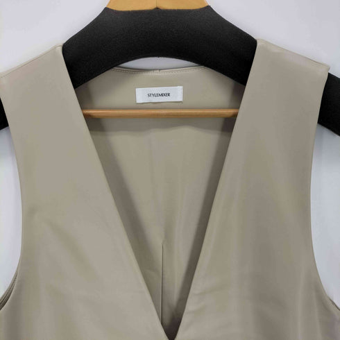 スタイルミキサー STYLEMIXER フェイクレザーVカットワンピース レディース JPN:S