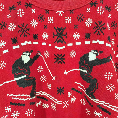 タルテックス TULTEX 80s USA製 裏起毛スノープリントクルーネックトレーナー メンズ  S