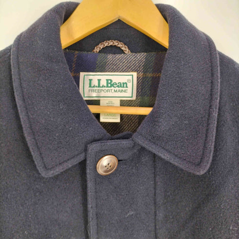 エルエルビーン L.L.Bean 80S USA製 Thinsulate 裏地チェック レザー切替 ウールコート メンズ import:L