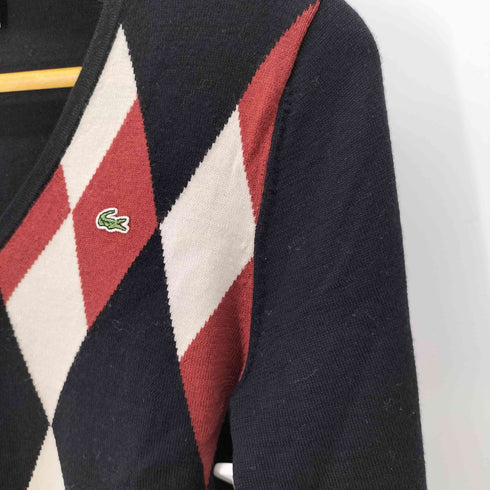 ラコステ LACOSTE アーガイル柄 Vネックウールニット レディース 40