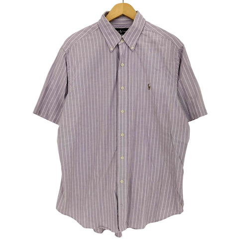 ラルフローレン RALPH LAUREN 90s~00s CLASSIC FIT ストライプ ポニー刺繍 コットン 半袖ボタンダウンシャツ メンズ import:L