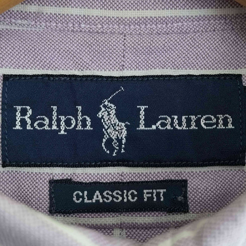 ラルフローレン RALPH LAUREN 90s~00s CLASSIC FIT ストライプ ポニー刺繍 コットン 半袖ボタンダウンシャツ メンズ import:L