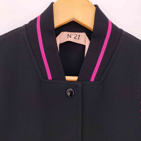 ヌメロヴェントゥーノ N°21 19aw sporty contrast sleeve bomber jacket 生地切替 ヒョウ柄 スタジアムジャンパー レディース 36