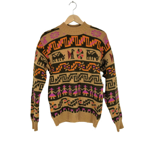 ユナイテッドカラーズオブベネトン UNITED COLORS OF BENETTON SHETLAND WOOL 総柄ニット メンズ