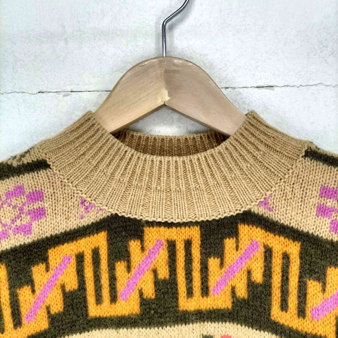 ユナイテッドカラーズオブベネトン UNITED COLORS OF BENETTON SHETLAND WOOL 総柄ニット メンズ