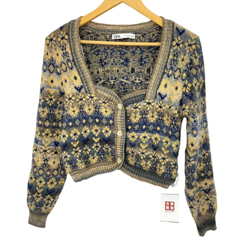 ザラ ZARA ジャガードニットカーディガン レディース import:S