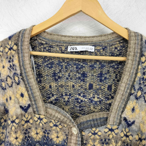 ザラ ZARA ジャガードニットカーディガン レディース import:S