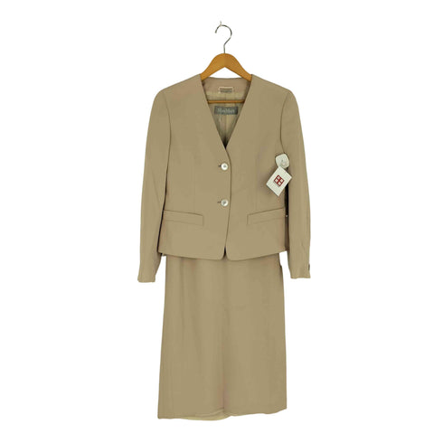 マックスマーラ MAX MARA 90S~00S 銀タグ イタリア製 ノーカラーテーラード スカート セットアップ レディース 上:J40 下:J38