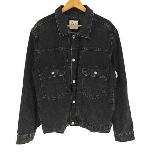 ザラ ZARA サイドアジャスター ブラック デニムジャケット メンズ import:XL