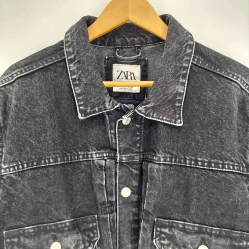ザラ ZARA サイドアジャスター ブラック デニムジャケット メンズ import:XL
