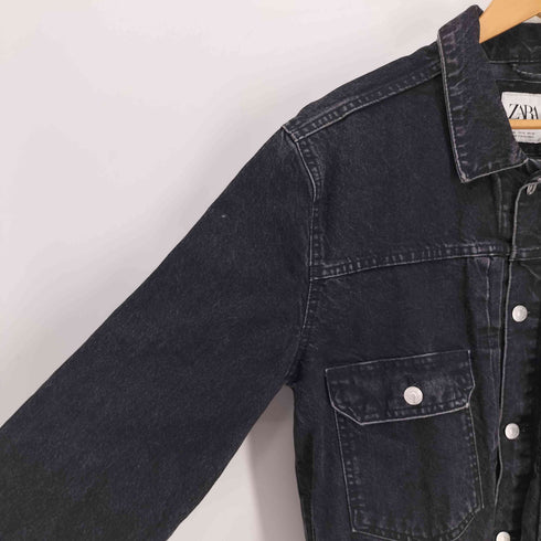 ザラ ZARA サイドアジャスター ブラック デニムジャケット メンズ import:XL