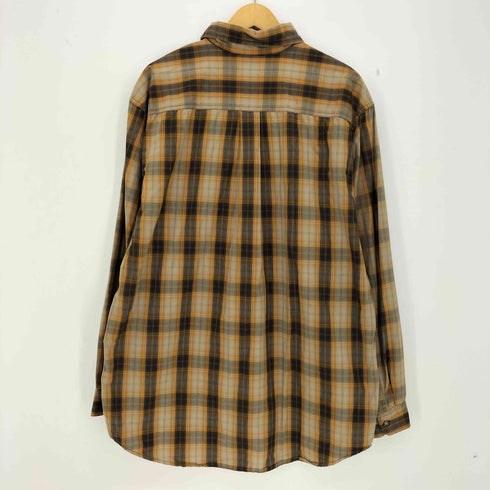 カーハート Carhartt 90-00s インド製 コットン レザーパッチ チェック ボタンダウンシャツ メンズ import:L
