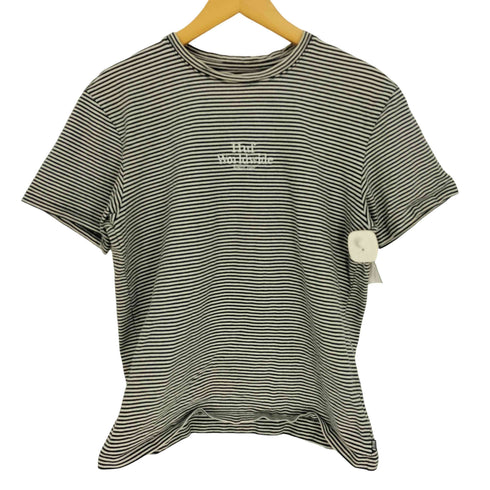 ハフ HUF フロントロゴ刺繍 モックネック ボーダー S/S カットソー レディース JPN:M