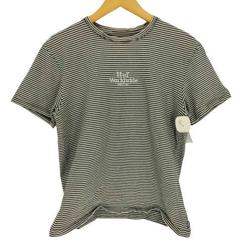ハフ HUF フロントロゴ刺繍 モックネック ボーダー S/S カットソー レディース JPN:M