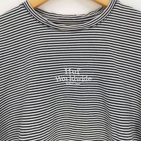 ハフ HUF フロントロゴ刺繍 モックネック ボーダー S/S カットソー レディース JPN:M