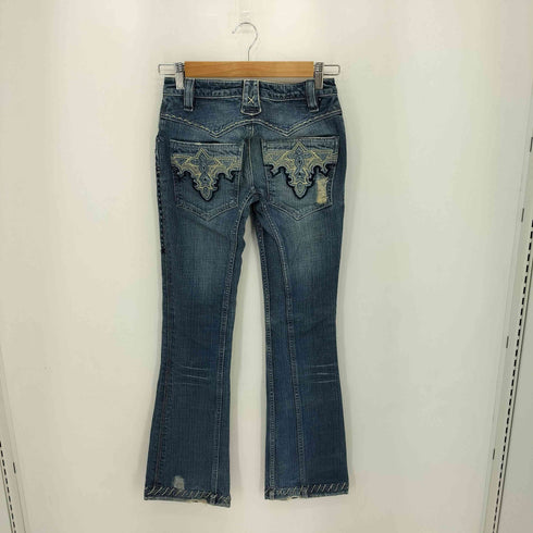 ANTIK DENIM USA製 ステッチデザイン クラッシュフレア ブーツカット デニムパンツ Y2K レディース 24