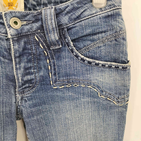 ANTIK DENIM USA製 ステッチデザイン クラッシュフレア ブーツカット デニムパンツ Y2K レディース 24