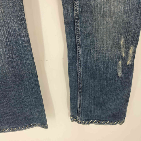 ANTIK DENIM USA製 ステッチデザイン クラッシュフレア ブーツカット デニムパンツ Y2K レディース 24