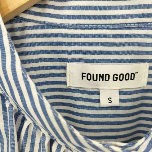 FOUND GOOD ストライプデザイン バンドカラー シャツ ワンピース レディース S