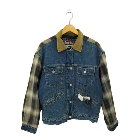 BREKER JEANS フランネスシャツ ドッキング 裏地キルティング 襟コーデュロイ デニムトラッカージャケット メンズ M