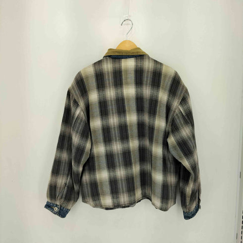 BREKER JEANS フランネスシャツ ドッキング 裏地キルティング 襟コーデュロイ デニムトラッカージャケット メンズ M