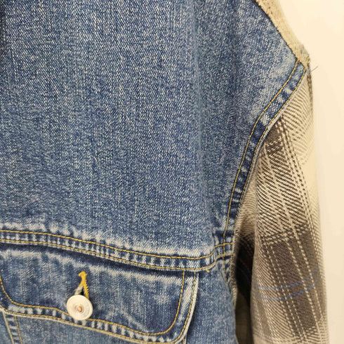 BREKER JEANS フランネスシャツ ドッキング 裏地キルティング 襟コーデュロイ デニムトラッカージャケット メンズ M