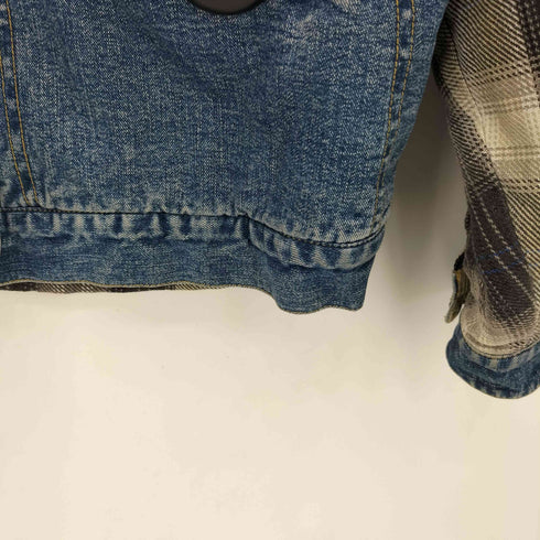 BREKER JEANS フランネスシャツ ドッキング 裏地キルティング 襟コーデュロイ デニムトラッカージャケット メンズ M