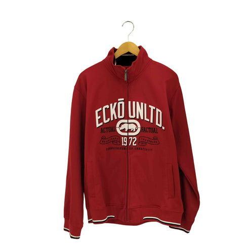 エコーアンリミテッド ECKO UNLTD 00s ラバーロゴプリント ジップアップトラックジャケット メンズ L