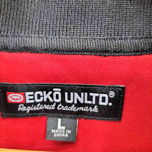 エコーアンリミテッド ECKO UNLTD 00s ラバーロゴプリント ジップアップトラックジャケット メンズ L