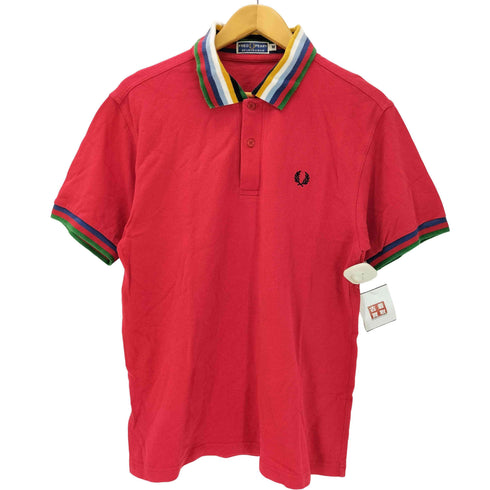 フレッドペリー FRED PERRY SPORTSWEAR ワンポイントロゴ刺繍 マルチストライプ 切替 S/S ポロ シャツ 鹿の子 メンズ import:M