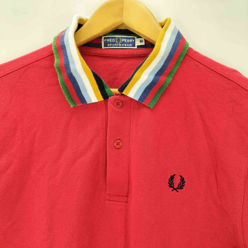 フレッドペリー FRED PERRY SPORTSWEAR ワンポイントロゴ刺繍 マルチストライプ 切替 S/S ポロ シャツ 鹿の子 メンズ import:M