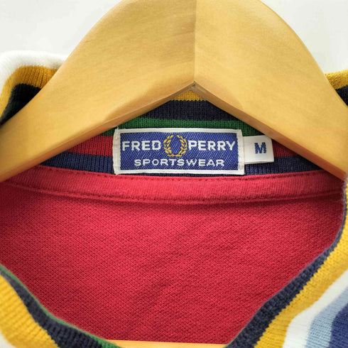 フレッドペリー FRED PERRY SPORTSWEAR ワンポイントロゴ刺繍 マルチストライプ 切替 S/S ポロ シャツ 鹿の子 メンズ import:M