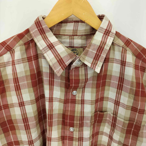 ハバンド HABAND チェック柄 襟芯 レギュラーカラー半袖シャツ メンズ L