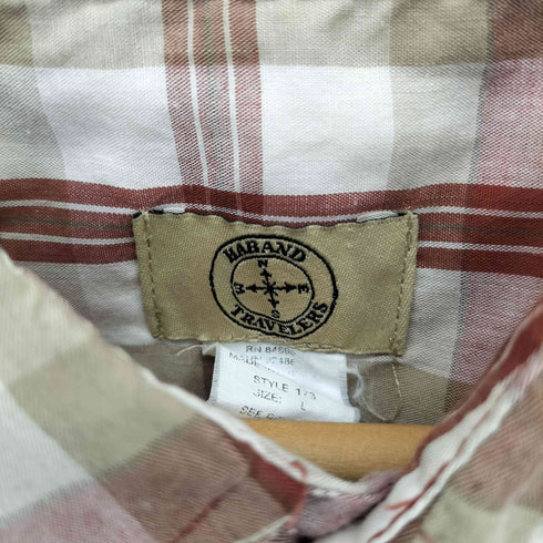 ハバンド HABAND チェック柄 襟芯 レギュラーカラー半袖シャツ メンズ L