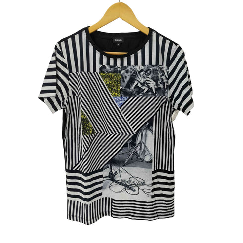 ディーゼル DIESEL モノクロデザイン アニマルプリントTシャツ レディース import:M