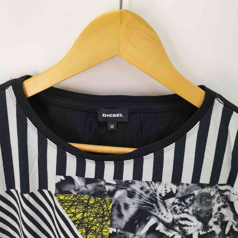 ディーゼル DIESEL モノクロデザイン アニマルプリントTシャツ レディース import:M
