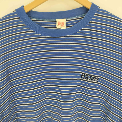 ヘインズ Hanes 90S ロゴ刺繍 ボーダー L/S クルーネック Tシャツ メンズ import:M