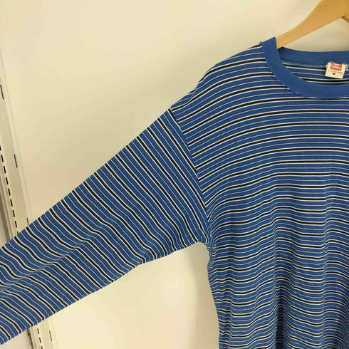 ヘインズ Hanes 90S ロゴ刺繍 ボーダー L/S クルーネック Tシャツ メンズ import:M