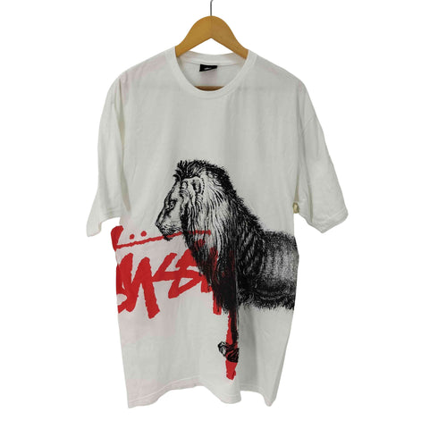 ステューシー Stussy デカロゴ ライオンプリント クルーネック半袖Tシャツ メンズ import:XL