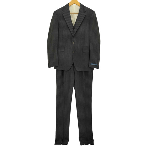 ポロバイラルフローレン Polo by RALPH LAUREN Polo Striped Wool 3-Piece Suit 旧タグ復刻 イタリア製 ウールギャバ ピンストライプ 3ピース 2B テーラードジャケット シンチバックベスト サイドアジャスター 2タック スラックス セットアップ メンズ 36S